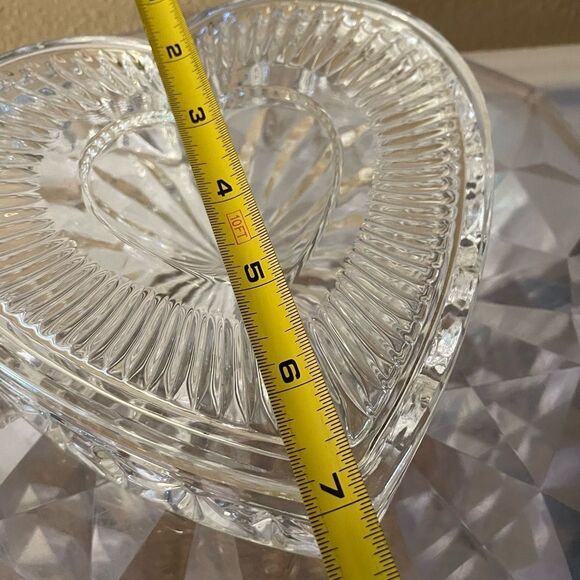 Glass Crystal Large Heart Trinket Box with Lid 7x7 Gorgeous!! - Picture 10 of 14